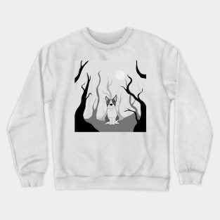 Angry dog in forest art Crewneck Sweatshirt